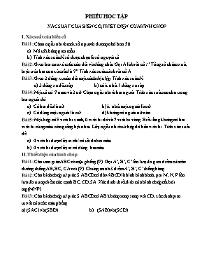 Phiếu học tập Xác suất của biến cố, thiết diện của hình chóp